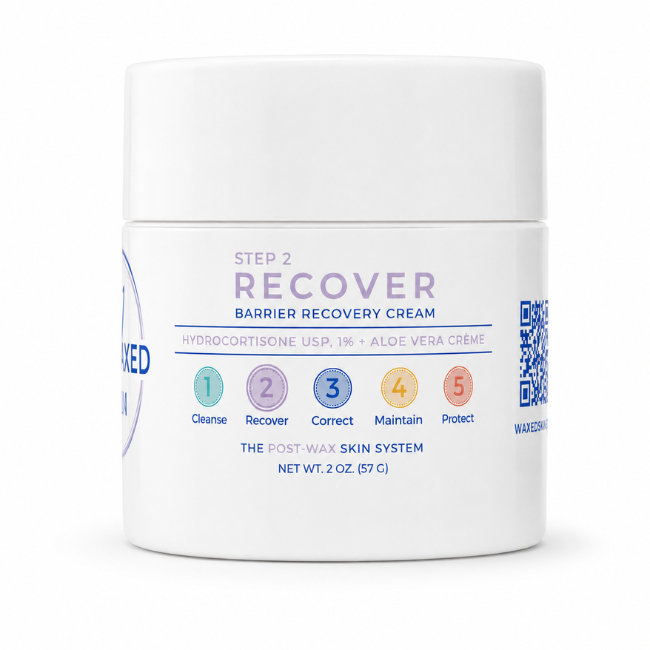 Barrier Recovery Cream with Hydrocortisone 1% and Aloe Vera Step 2 Recover post-wax skincare cream for freshly waxed skin