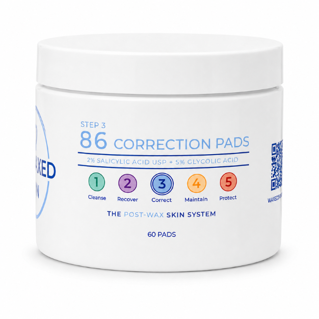 86 Correction Pads Step 3 Correct post-wax skincare pads with 2% salicylic acid and 5% glycolic acid