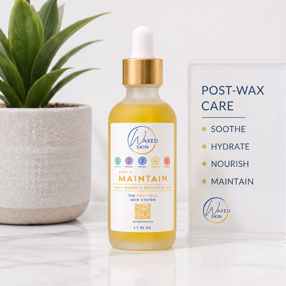 Daily Balance Botanical Oil Step 4 Maintain post-wax skincare oil for soft smooth balanced-looking skin between waxing appointments